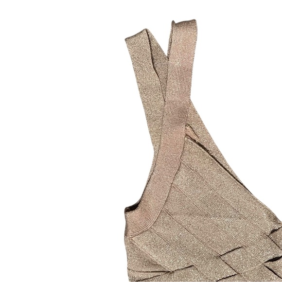 Forever 21 Gold Metallic Bandage Dress Size S - Picture 3 of 5